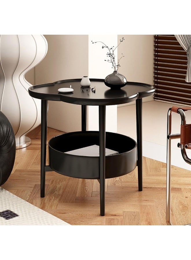 DubaiGallery Elegant Coffee Side Table with Raised Tray Surface and Bottom Storage Basket, Durable Metal Construction, Space-Saving Accent Table for Home, Office, Bedroom or Lounge - Image 5